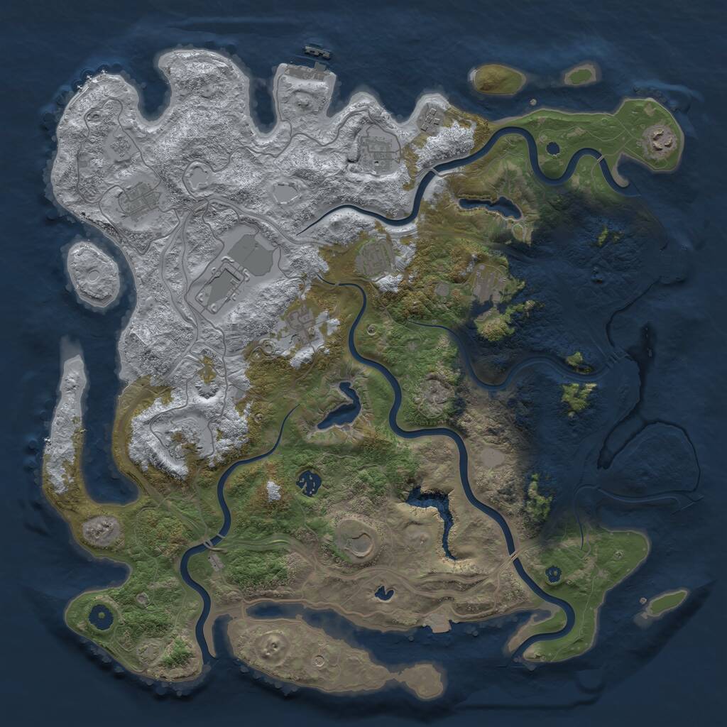 Rust Map: Procedural Map, Size: 4500, Seed: 4433474, 17 Monuments