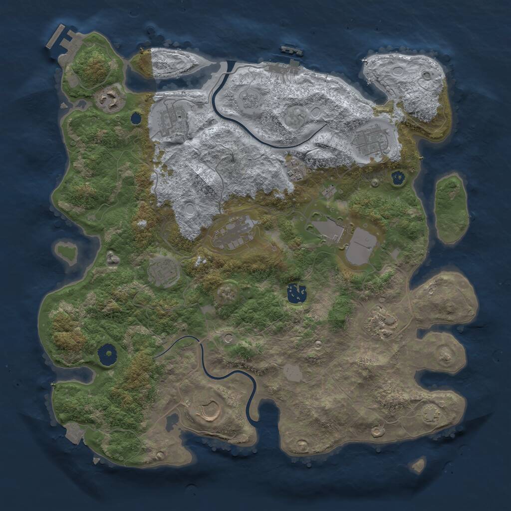 Rust Map: Procedural Map, Size: 3750, Seed: 1830293912, 16 Monuments
