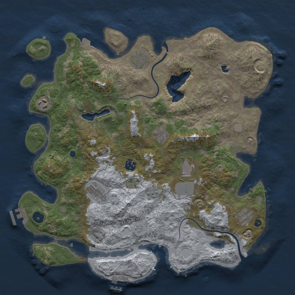 Rust Map: Procedural Map, Size: 4000, Seed: 1702464709, 14 Monuments