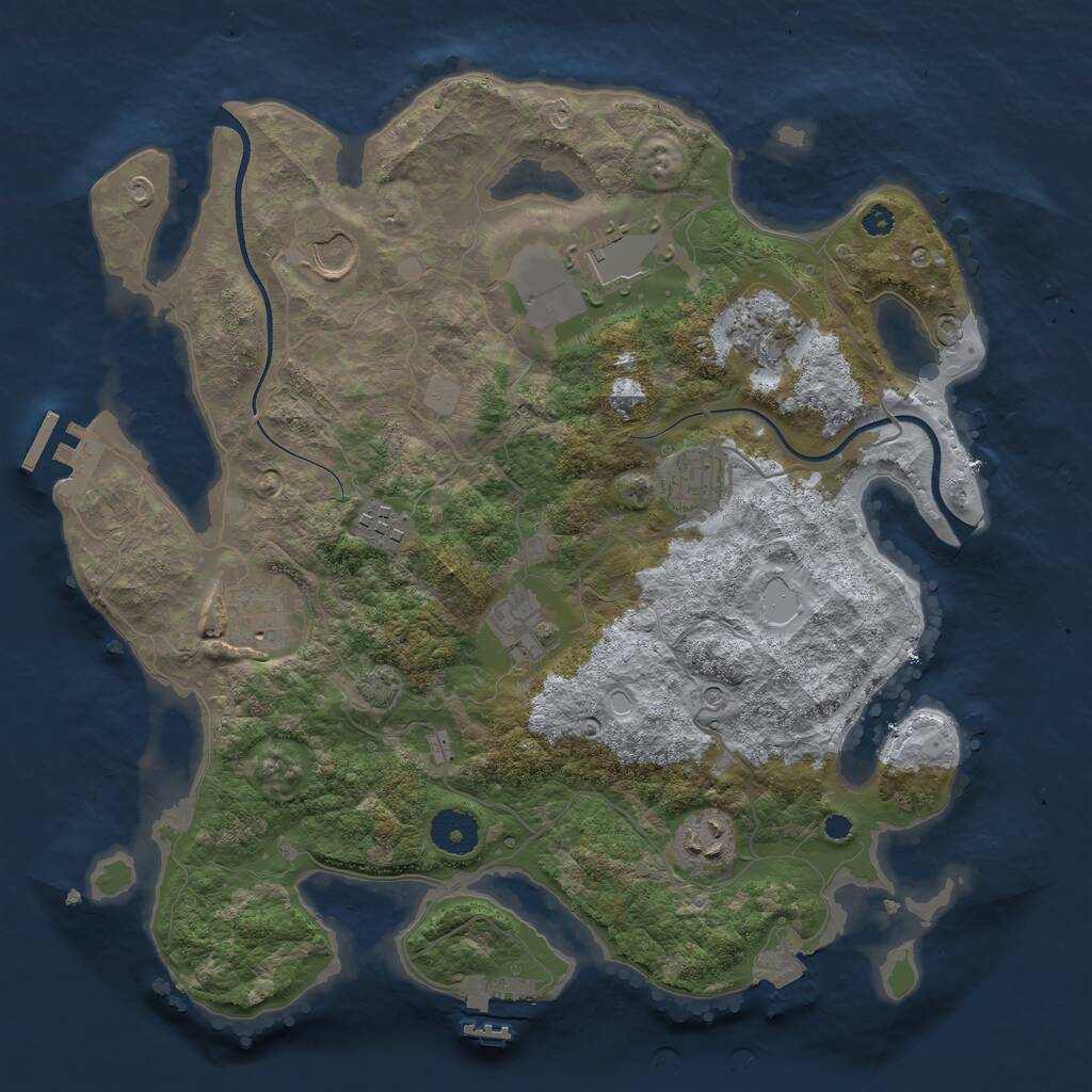 Rust Map: Procedural Map, Size: 3500, Seed: 75351443, 13 Monuments