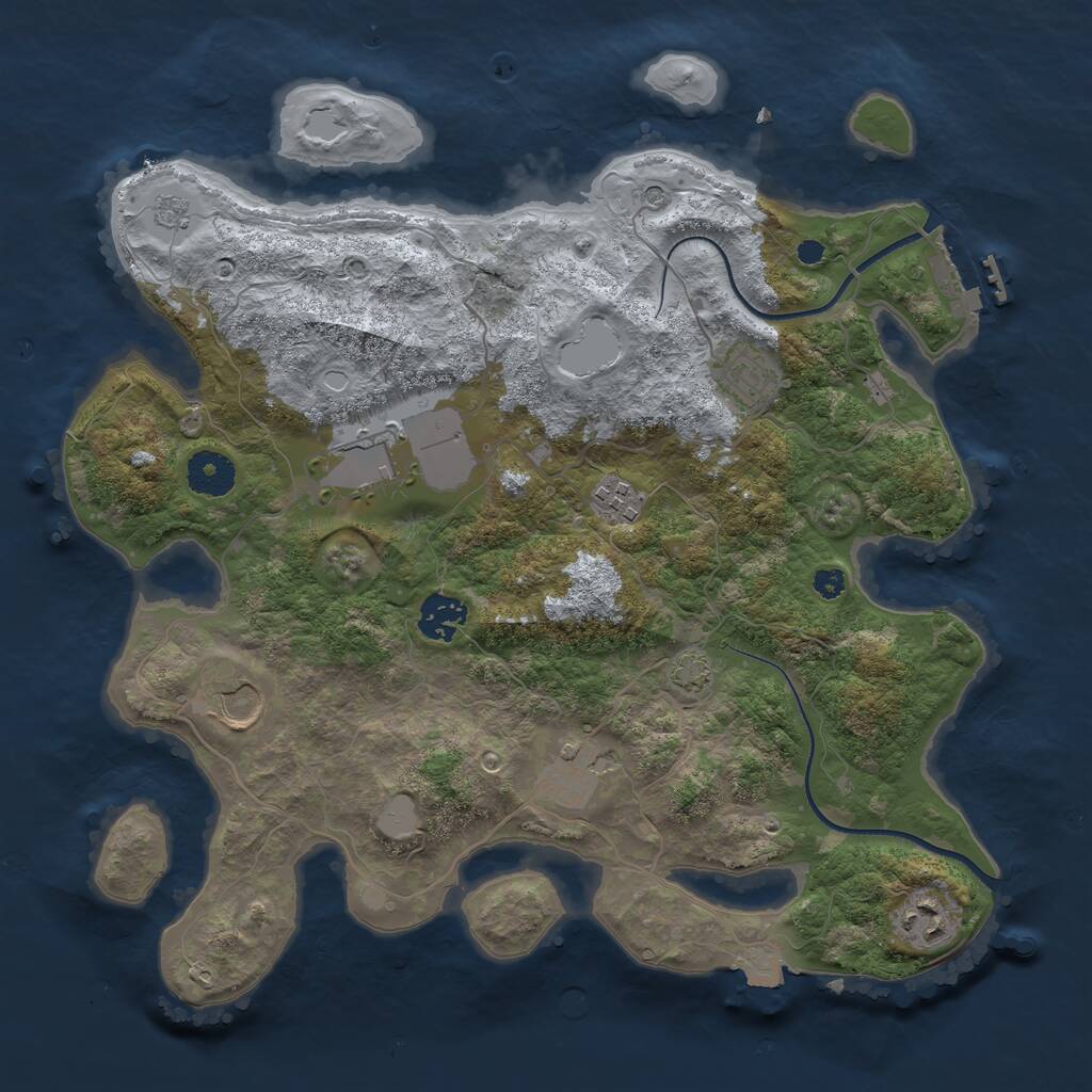 Rust Map: Procedural Map, Size: 3500, Seed: 62928847, 12 Monuments