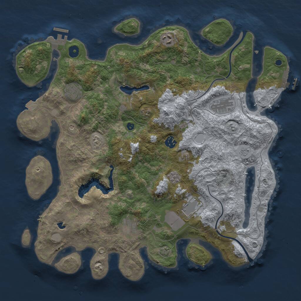 Rust Map: Procedural Map, Size: 4000, Seed: 774738368, 13 Monuments