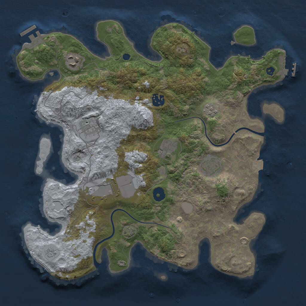 Rust Map: Procedural Map, Size: 3500, Seed: 1258492, 13 Monuments