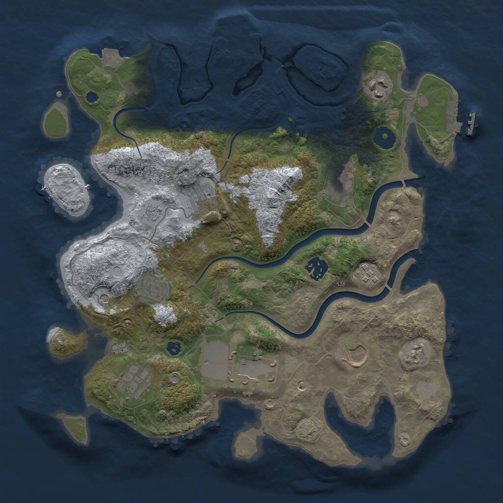 Rust Map: Procedural Map, Size: 3500, Seed: 27853565, 15 Monuments