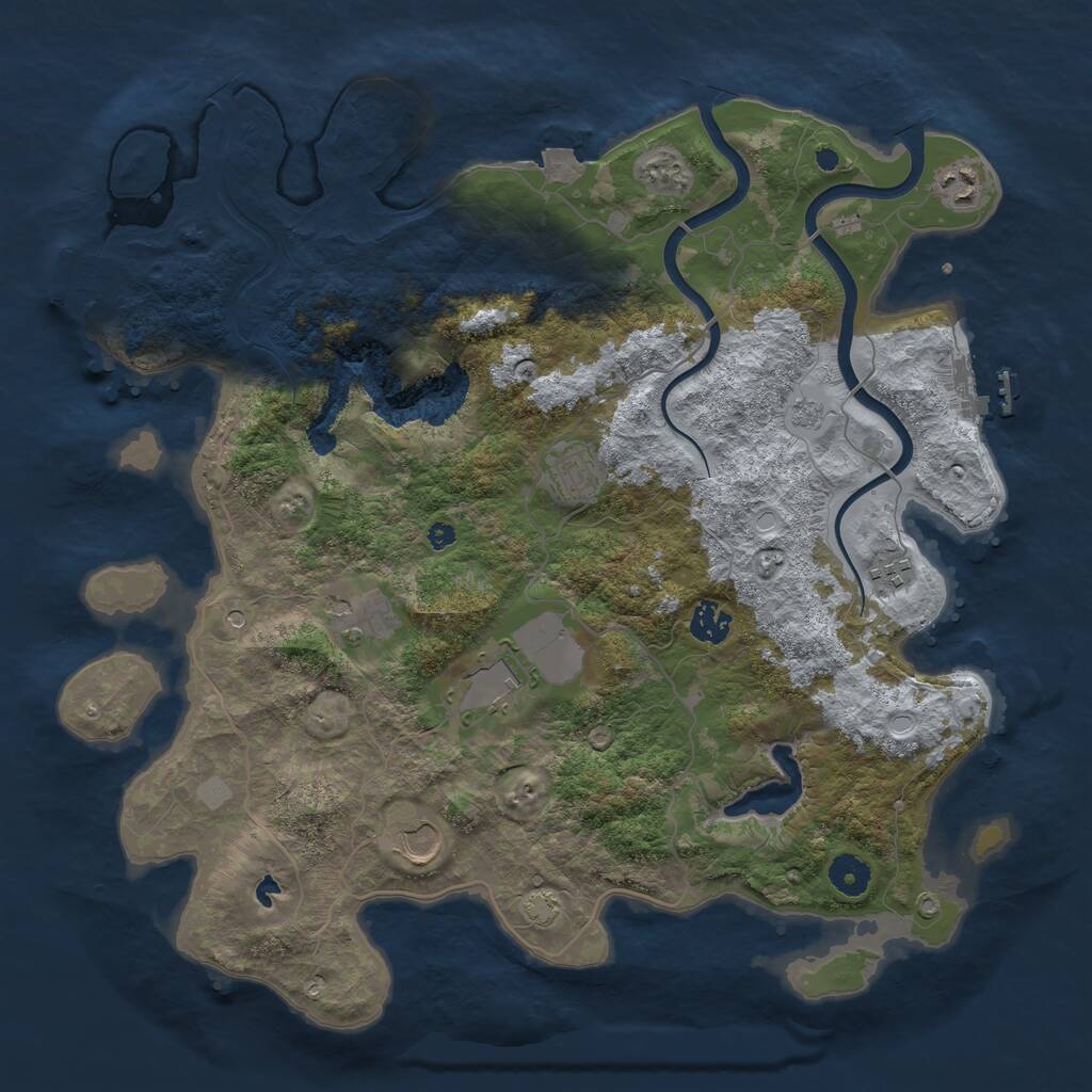Rust Map: Procedural Map, Size: 4000, Seed: 1860908092, 13 Monuments