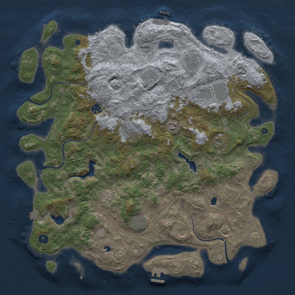Rust Map: Procedural Map, Size: 4500, Seed: 26384, 16 Monuments