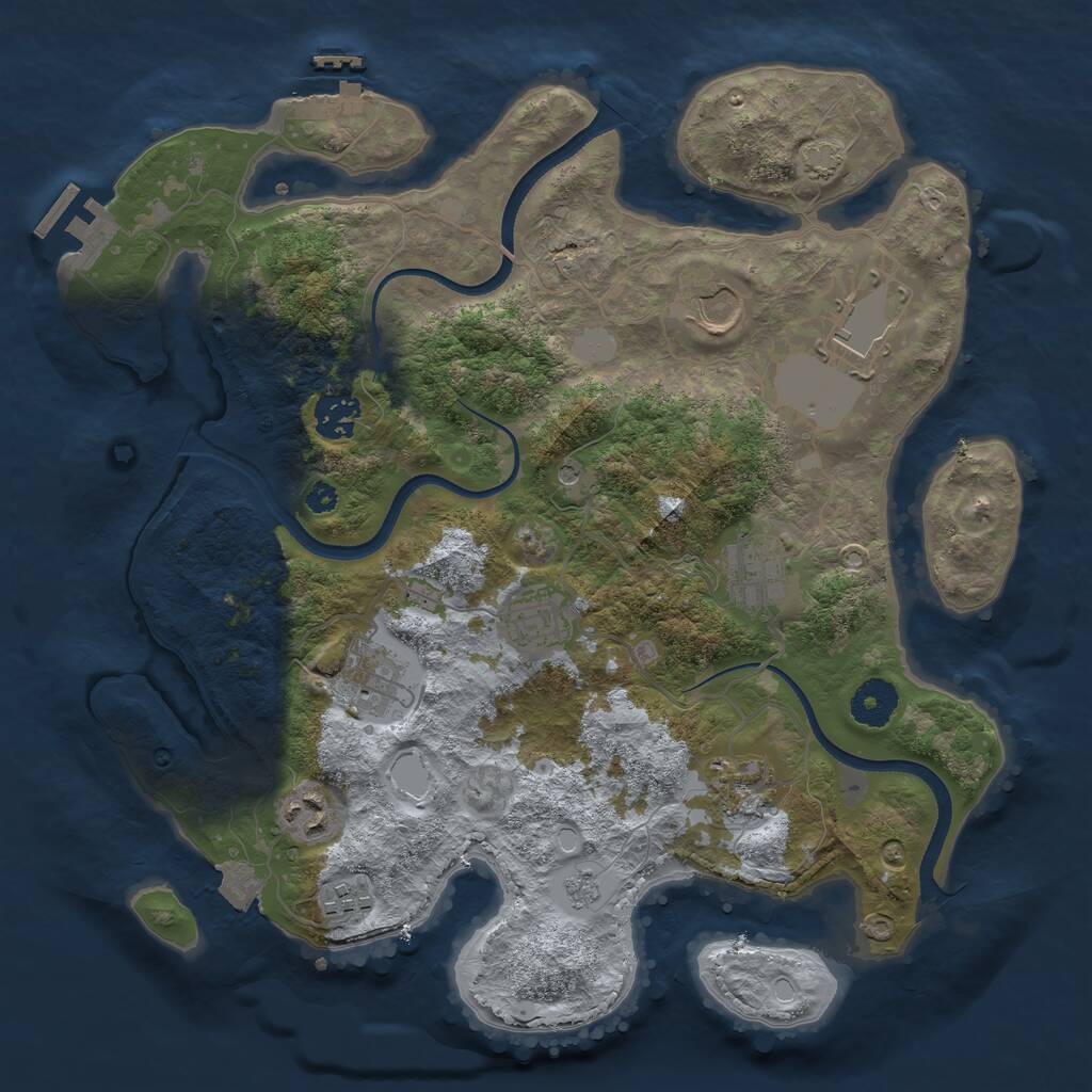 Rust Map: Procedural Map, Size: 3500, Seed: 16699103, 15 Monuments
