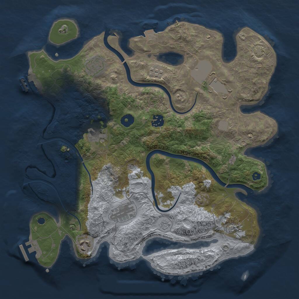 Rust Map: Procedural Map, Size: 3500, Seed: 1428236918, 14 Monuments