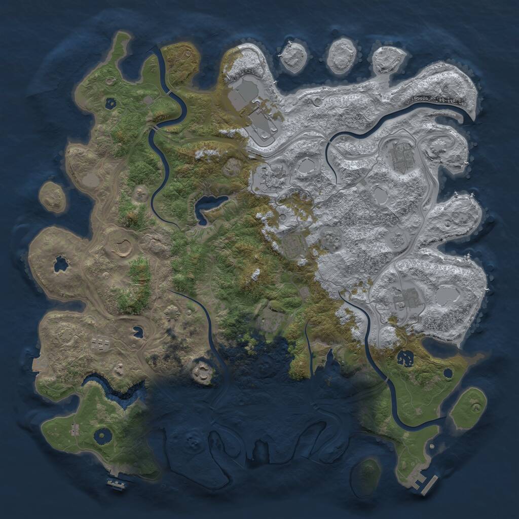 Rust Map: Procedural Map, Size: 4500, Seed: 2073824262, 16 Monuments