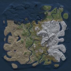 Thumbnail Rust Map: Procedural Map, Size: 5000, Seed: 1242237251, 14 Monuments