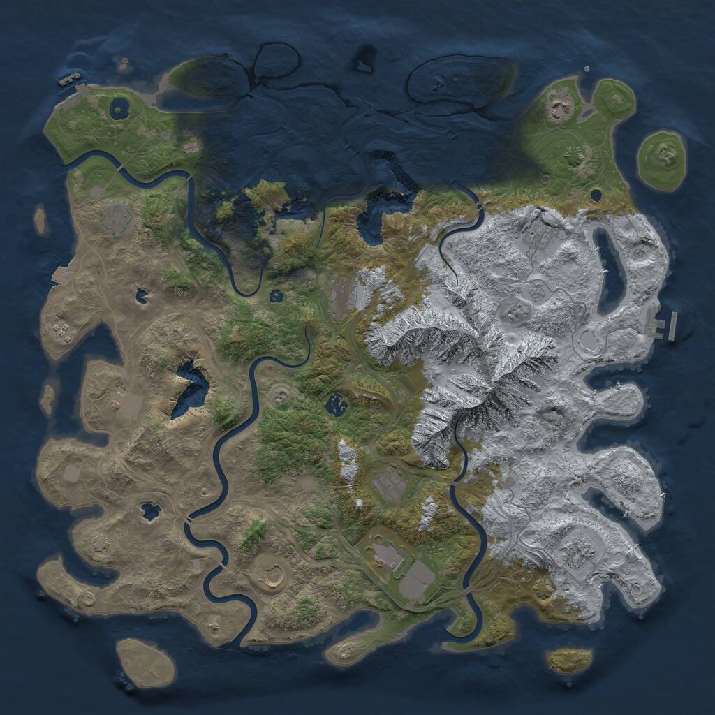 Rust Map: Procedural Map, Size: 5000, Seed: 1242237251, 17 Monuments