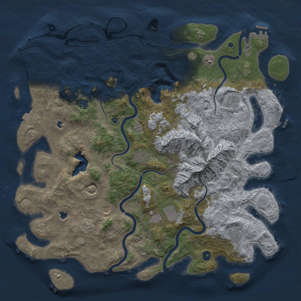 Rust Map: Procedural Map, Size: 5000, Seed: 1242237251, 14 Monuments