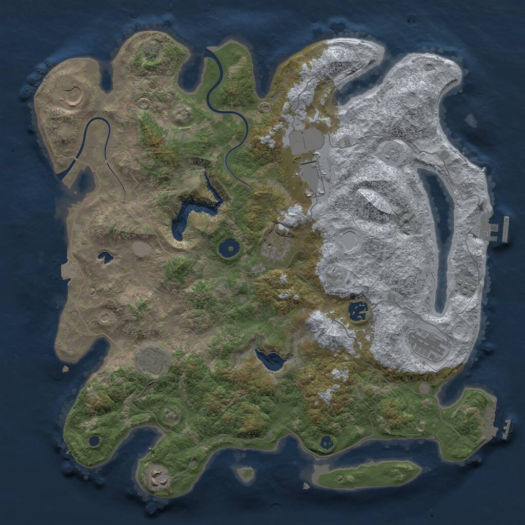 Rust Map: Procedural Map, Size: 4000, Seed: 2116500525, 14 Monuments