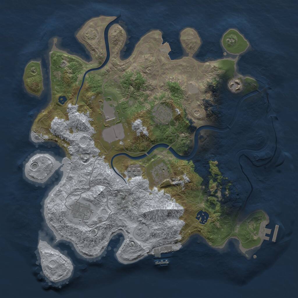 Rust Map: Procedural Map, Size: 3500, Seed: 498964417, 13 Monuments