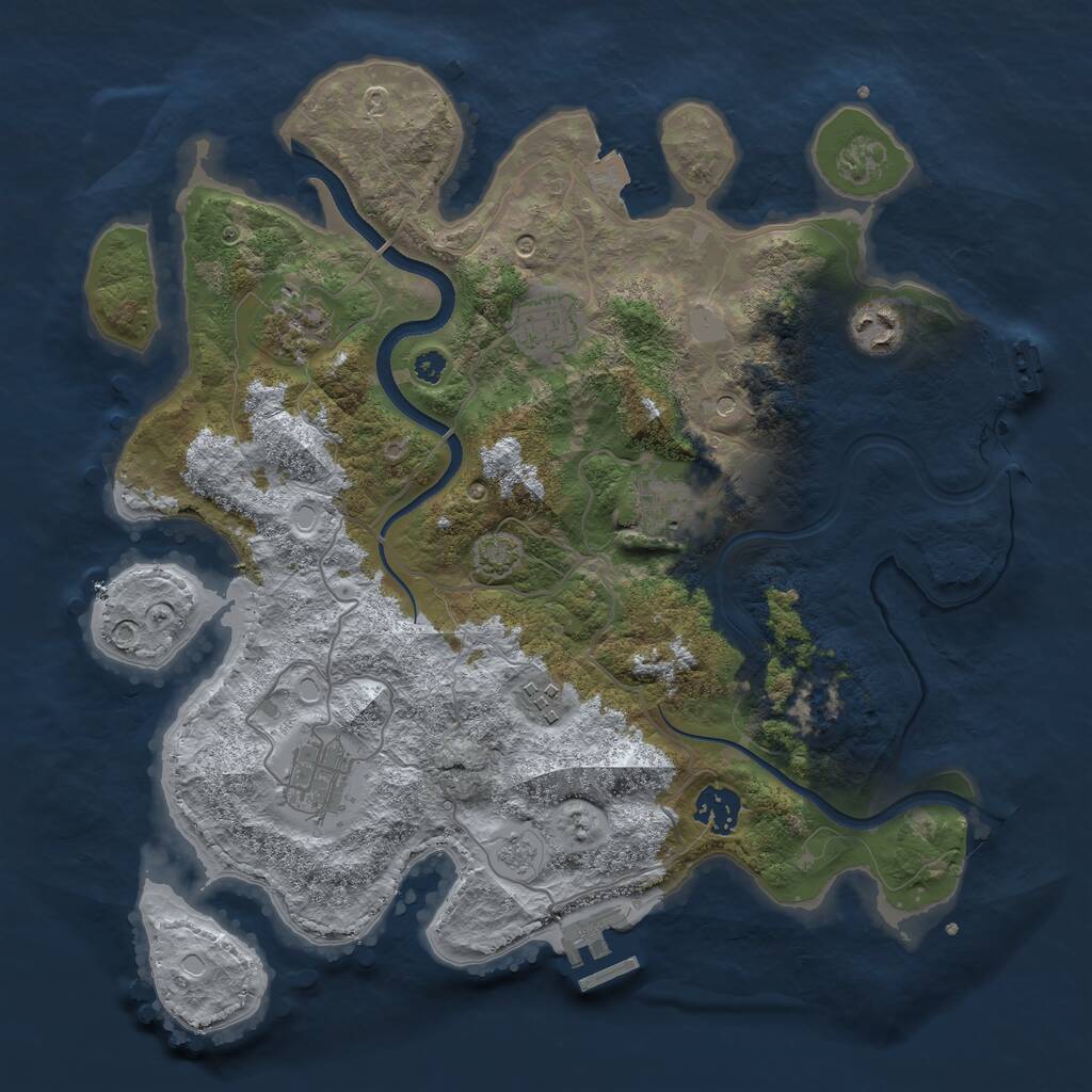 Rust Map: Procedural Map, Size: 3500, Seed: 498964417, 13 Monuments