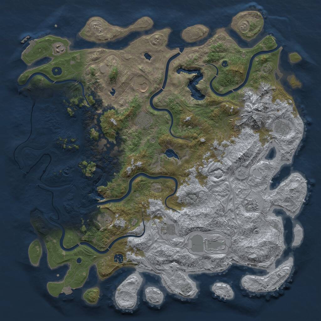 Rust Map: Procedural Map, Size: 5000, Seed: 407954249, 16 Monuments