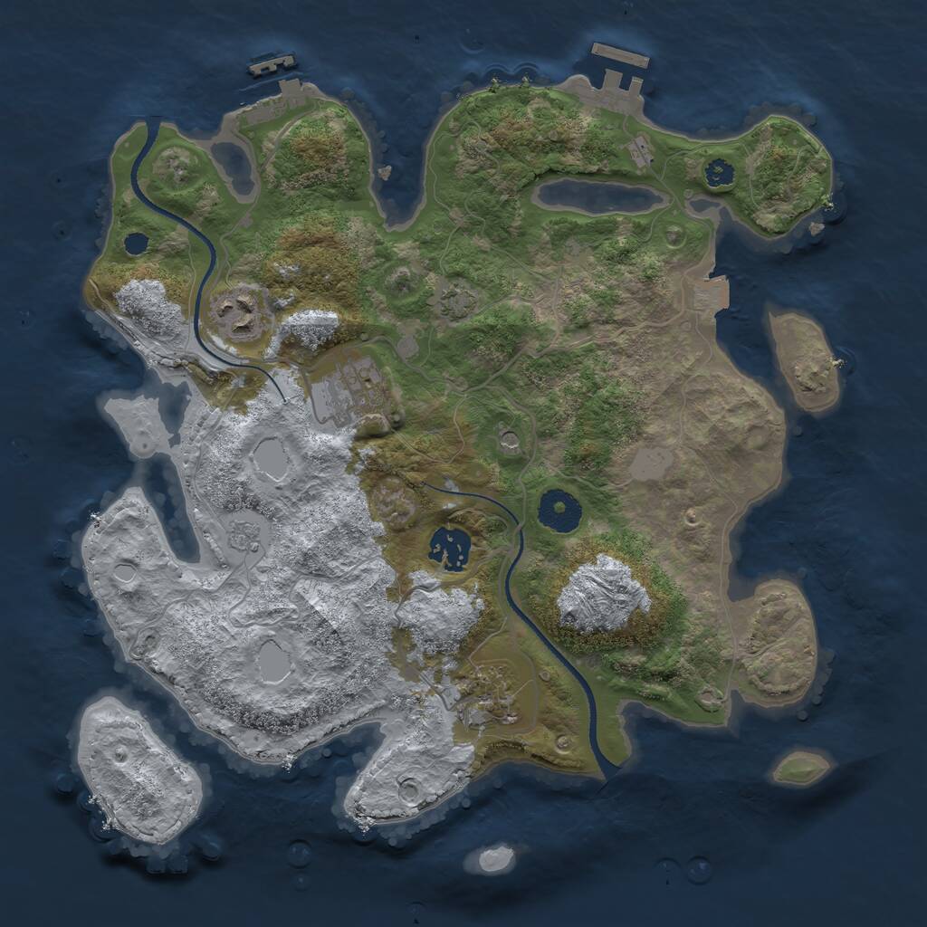 Rust Map: Procedural Map, Size: 3250, Seed: 600801037, 10 Monuments