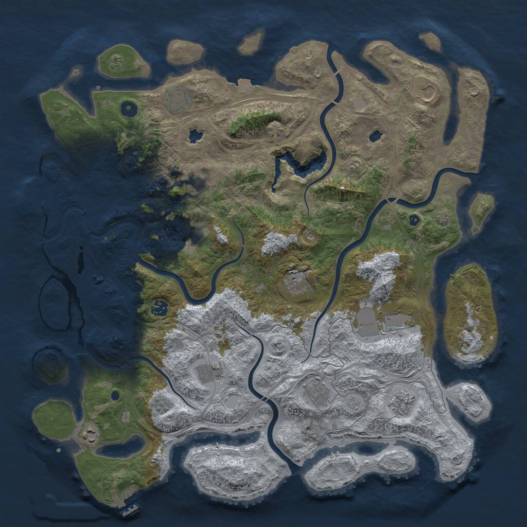Rust Map: Procedural Map, Size: 4800, Seed: 2006864215, 17 Monuments