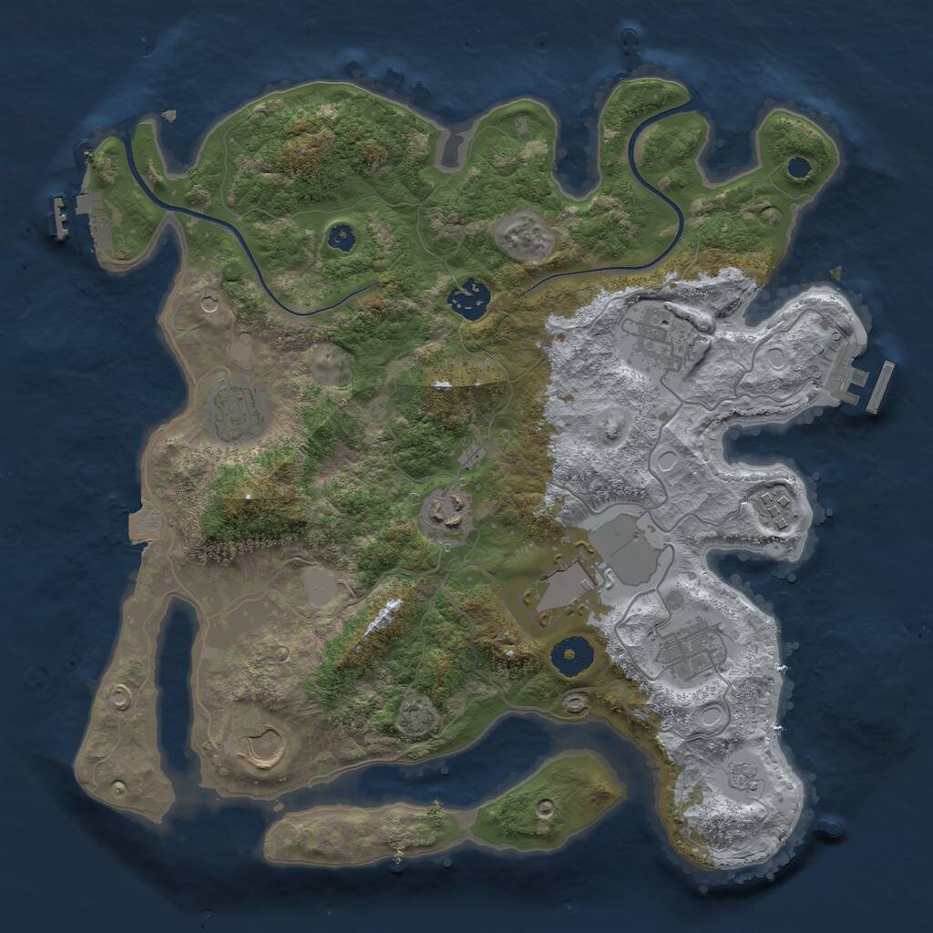 Rust Map: Procedural Map, Size: 3500, Seed: 1729709608, 14 Monuments