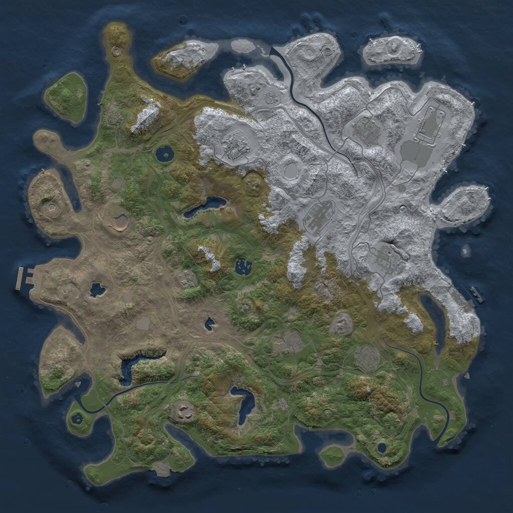Rust Map: Procedural Map, Size: 4500, Seed: 115353693, 17 Monuments