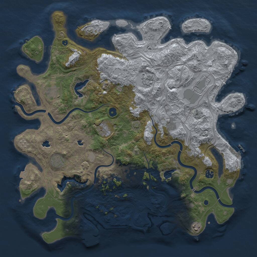 Rust Map: Procedural Map, Size: 4500, Seed: 115353693, 16 Monuments