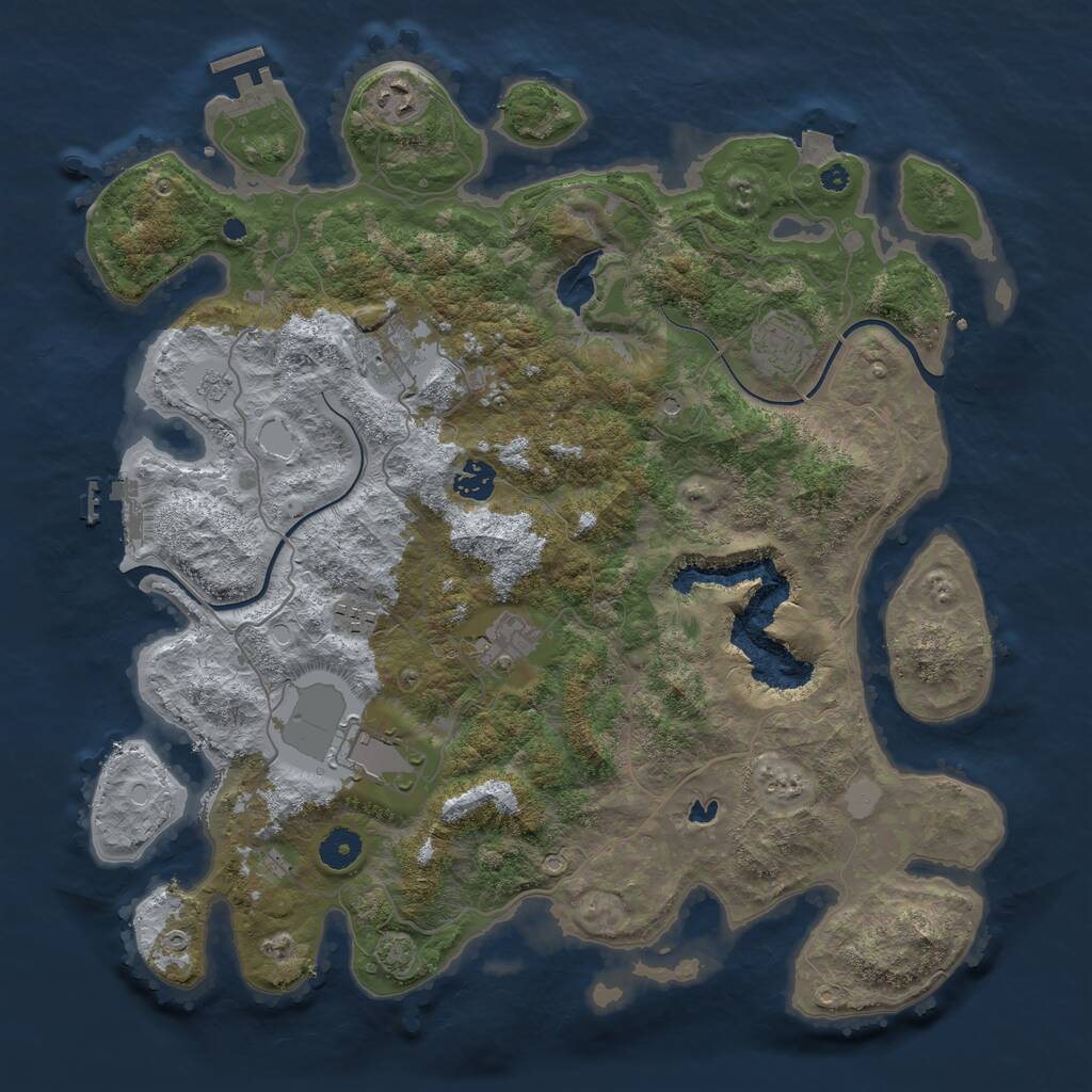 Rust Map: Procedural Map, Size: 4000, Seed: 990403219, 13 Monuments