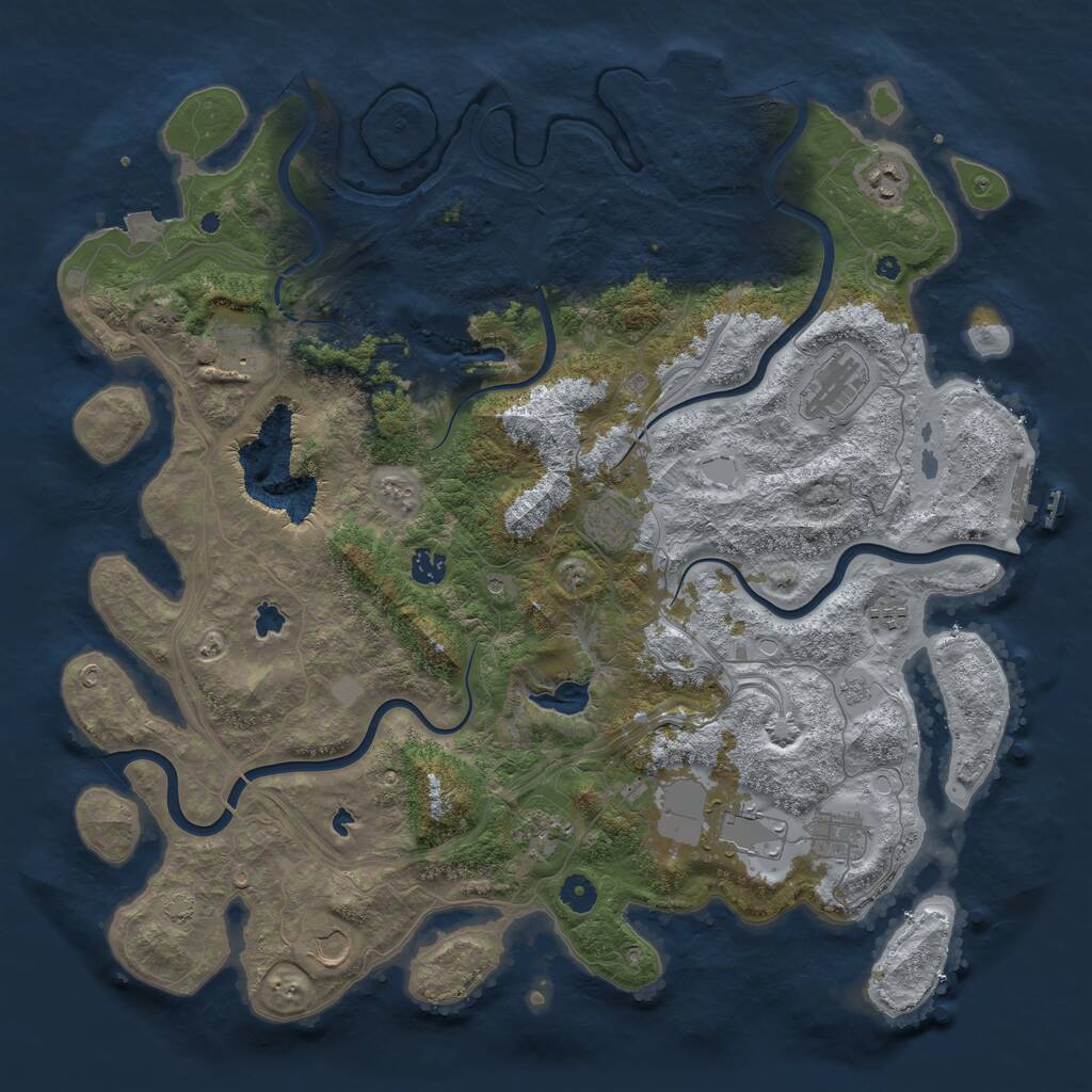 Rust Map: Procedural Map, Size: 4500, Seed: 630363011, 16 Monuments