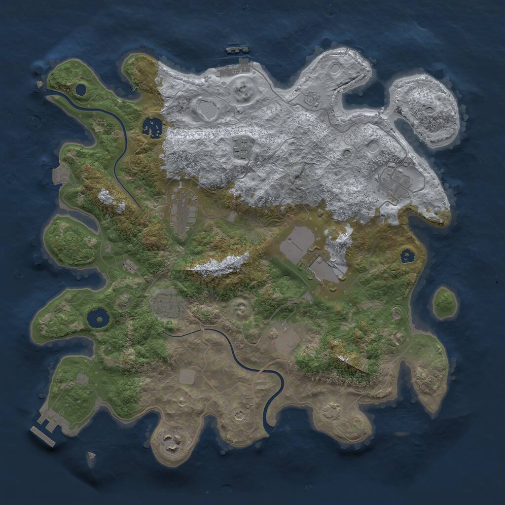 Rust Map: Procedural Map, Size: 3600, Seed: 1784950467, 14 Monuments