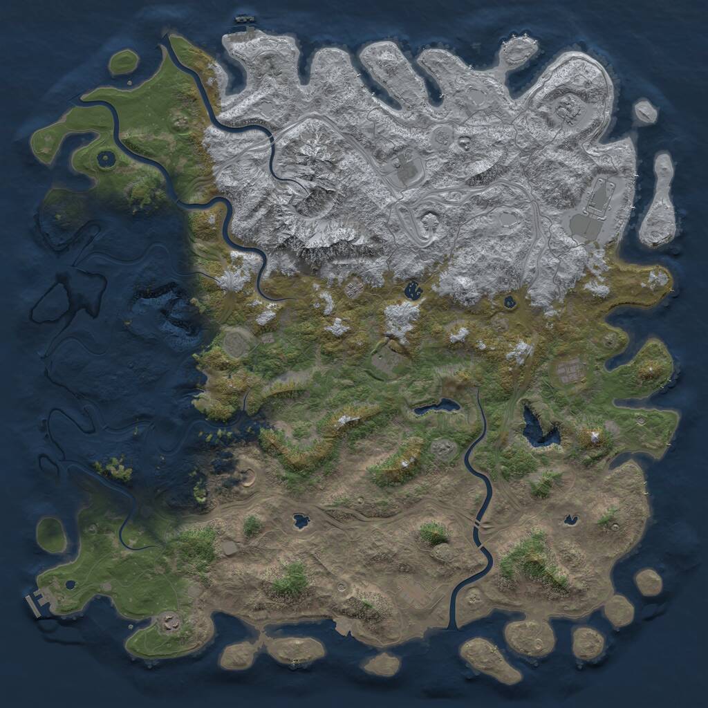 Rust Map: Procedural Map, Size: 6000, Seed: 396760842, 17 Monuments
