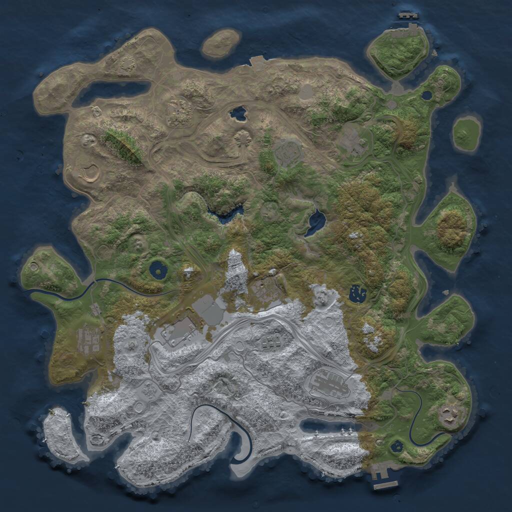 Rust Map: Procedural Map, Size: 4250, Seed: 906890798, 16 Monuments