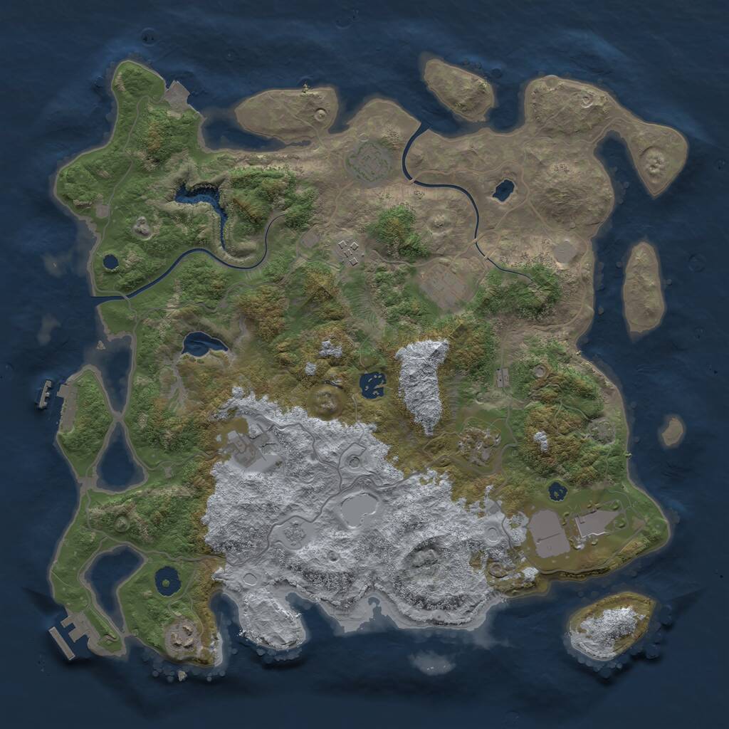 Rust Map: Procedural Map, Size: 4000, Seed: 665433, 14 Monuments