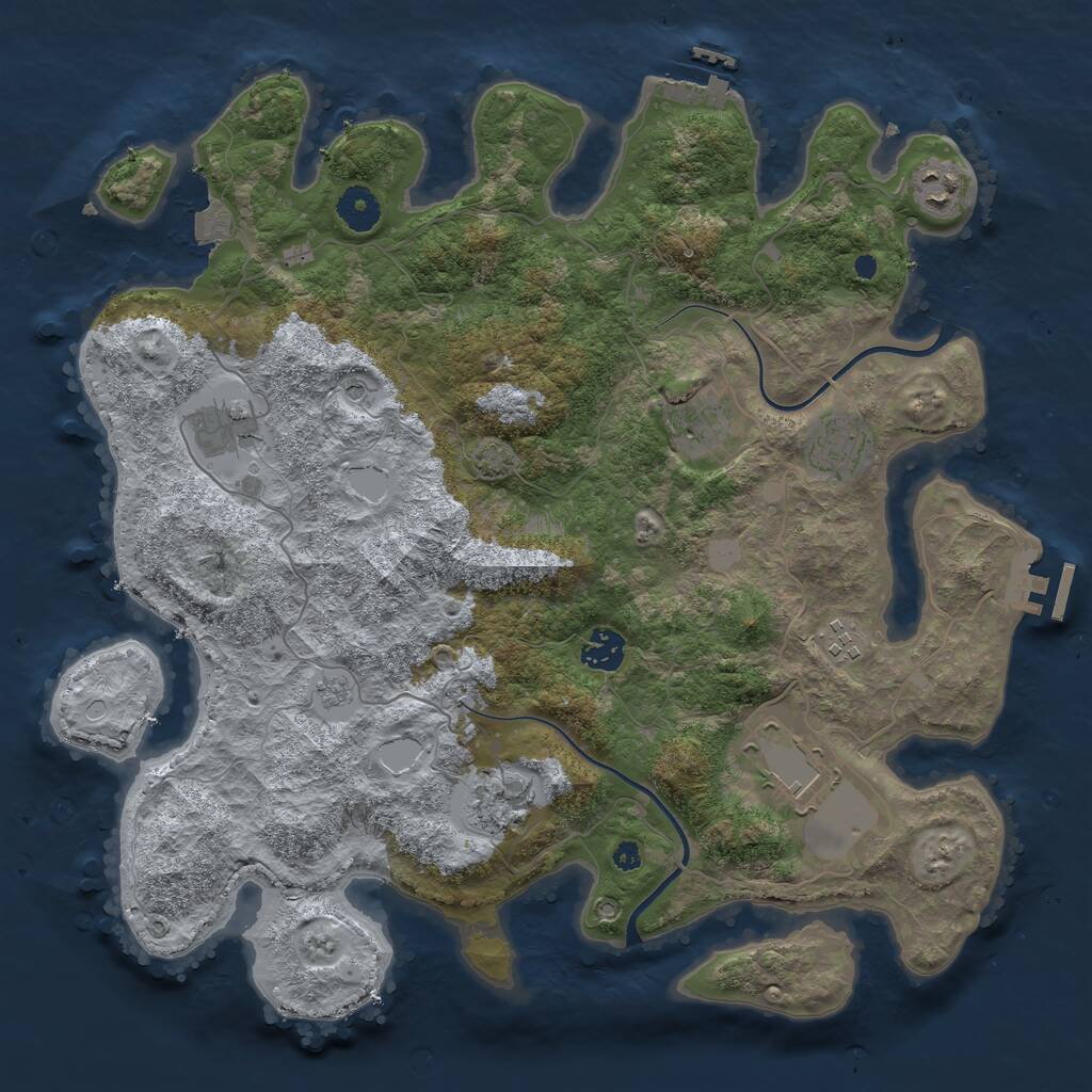 Rust Map: Procedural Map, Size: 3800, Seed: 1928008082, 14 Monuments