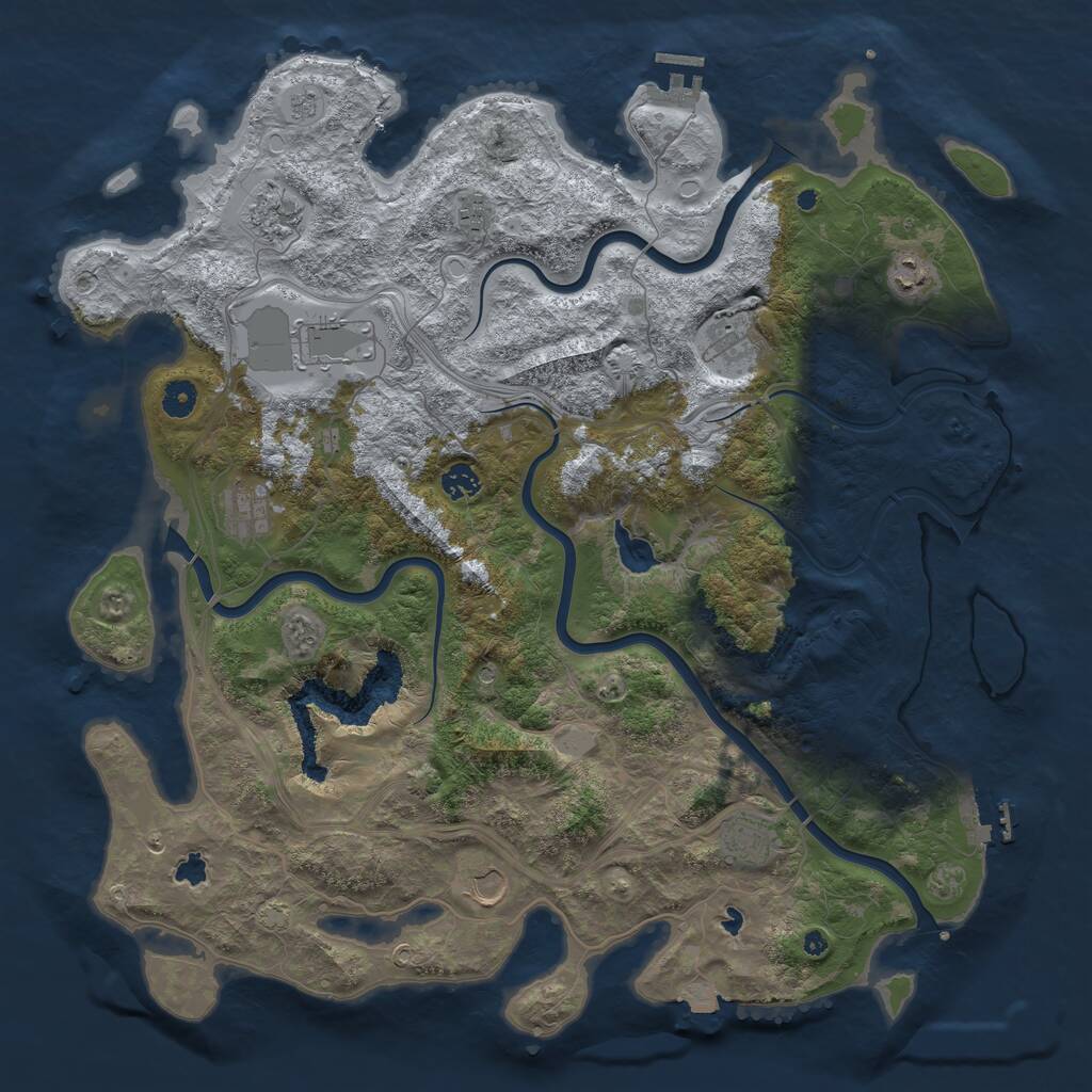 Rust Map: Procedural Map, Size: 4500, Seed: 714292213, 15 Monuments