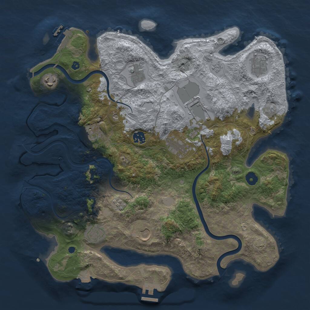Rust Map: Procedural Map, Size: 3750, Seed: 1323855252, 16 Monuments