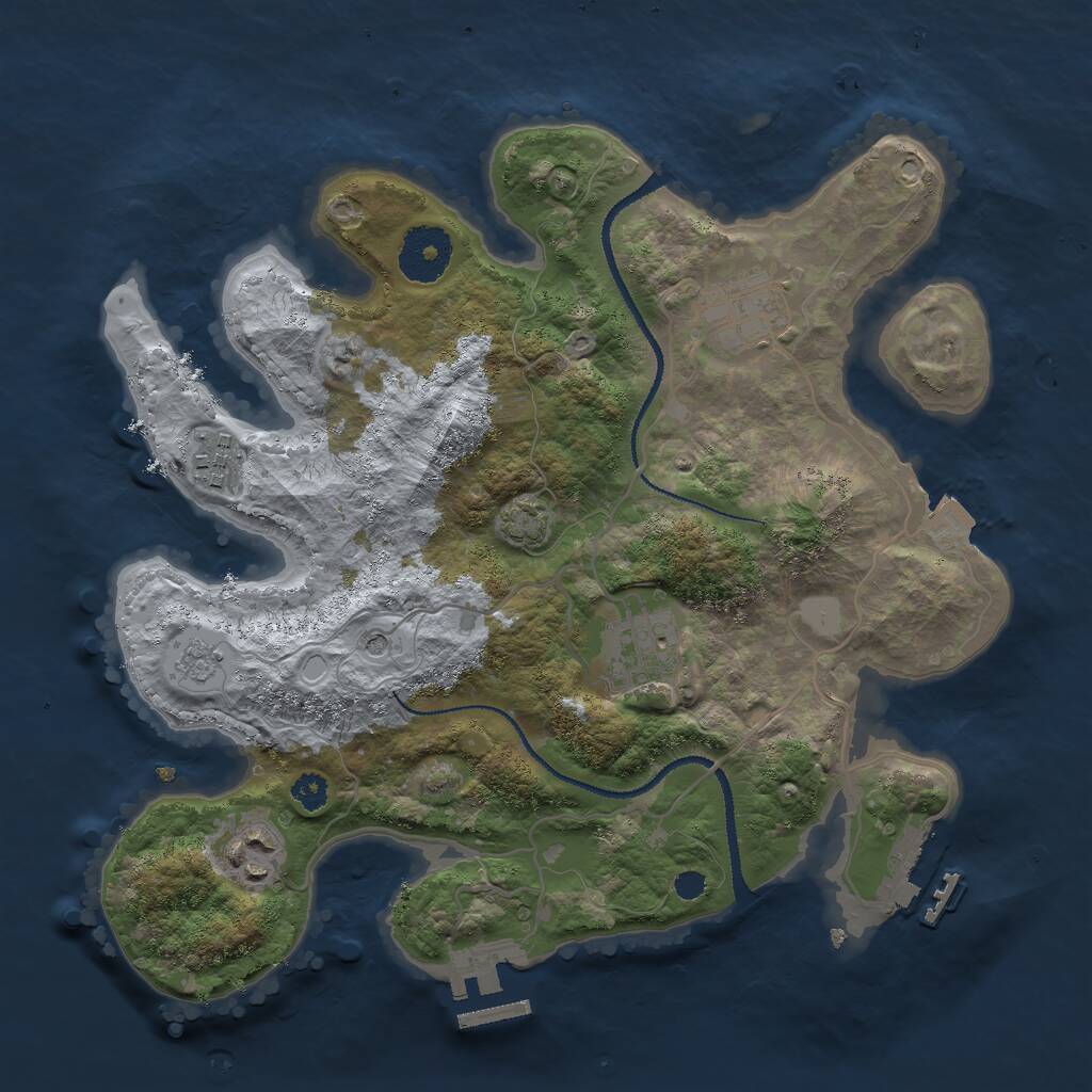 Rust Map: Procedural Map, Size: 3000, Seed: 1192914900, 10 Monuments