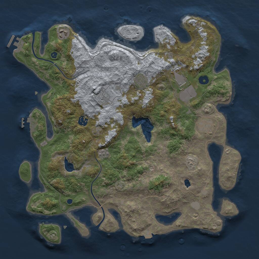 Rust Map: Procedural Map, Size: 4000, Seed: 4598, 13 Monuments