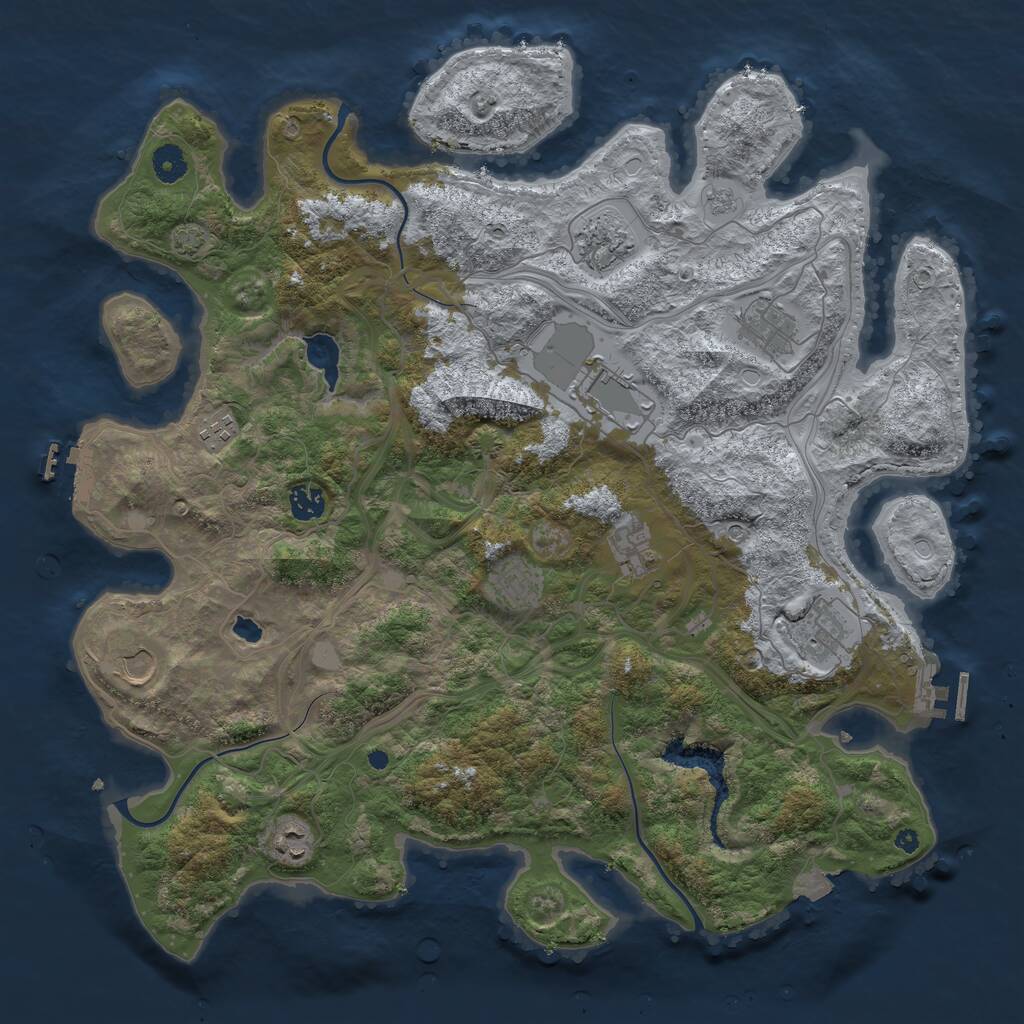 Rust Map: Procedural Map, Size: 4255, Seed: 77000, 16 Monuments