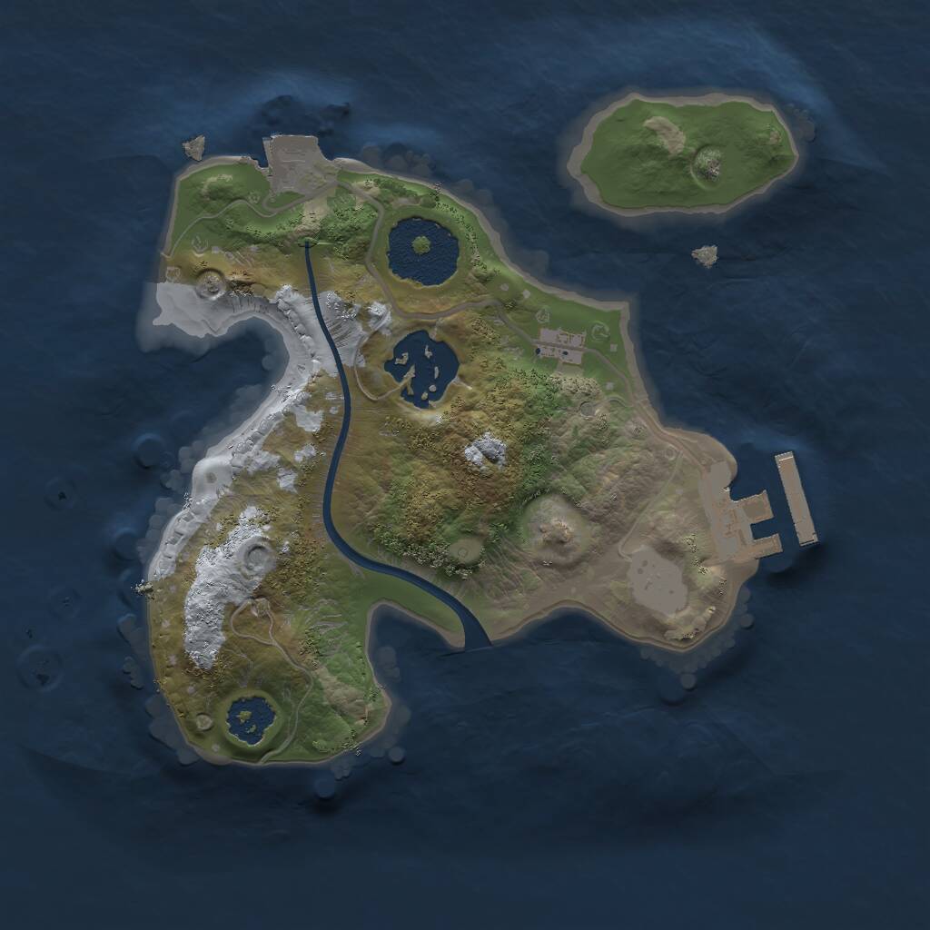 Rust Map: Procedural Map, Size: 2000, Seed: 485350988, 3 Monuments