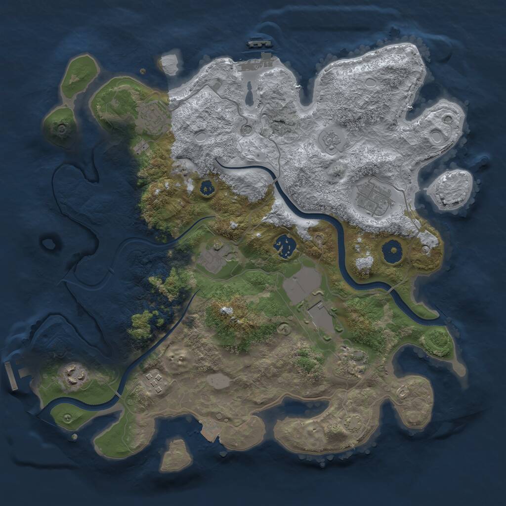 Rust Map: Procedural Map, Size: 3500, Seed: 575209409, 14 Monuments