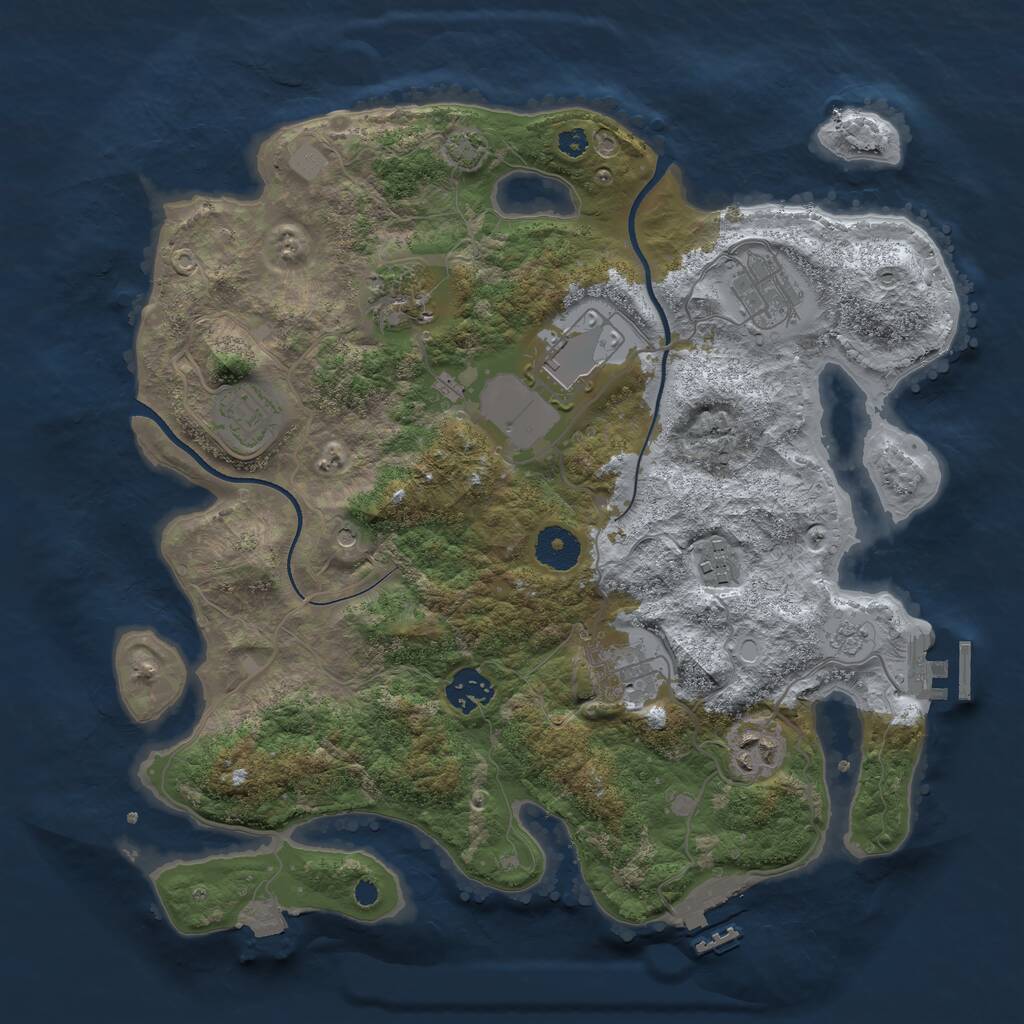 Rust Map: Procedural Map, Size: 3500, Seed: 1286578650, 14 Monuments