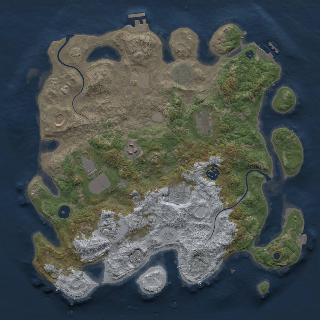 Rust Map: Procedural Map, Size: 3850, Seed: 957436747, 16 Monuments