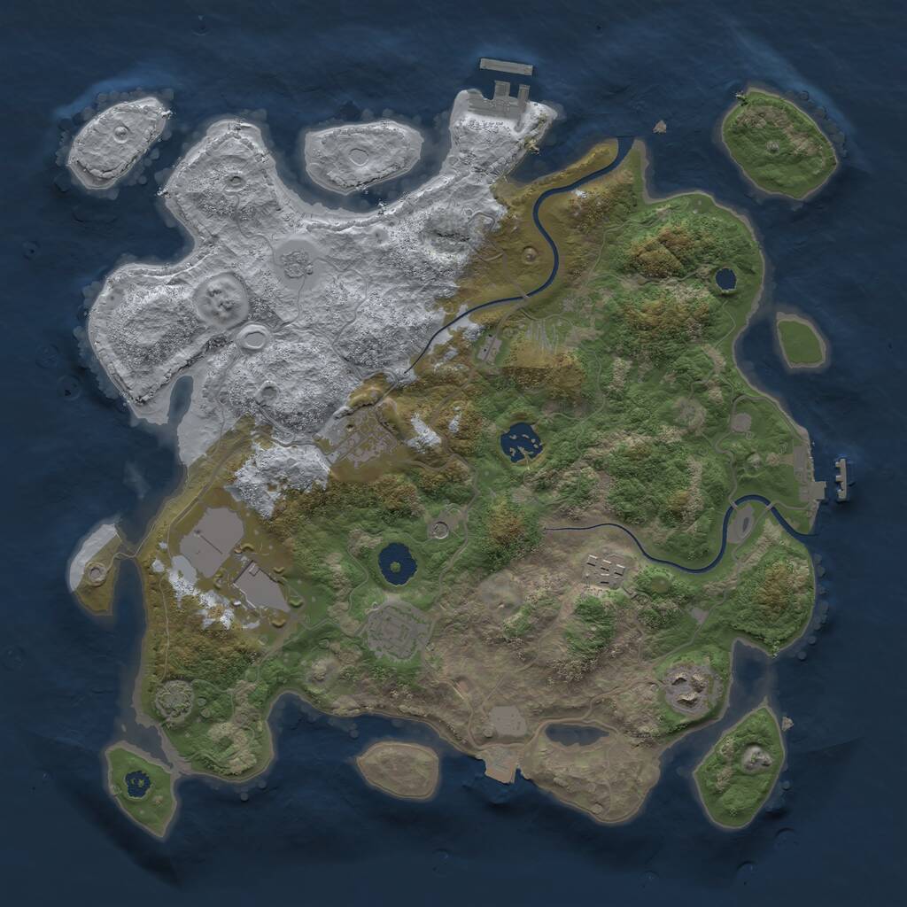 Rust Map: Procedural Map, Size: 3500, Seed: 810499601, 12 Monuments