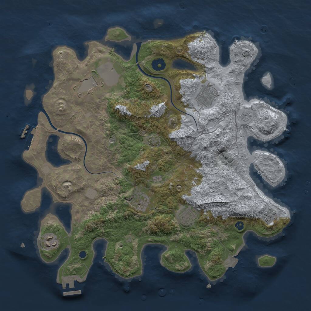 Rust Map: Procedural Map, Size: 3500, Seed: 545020029, 12 Monuments