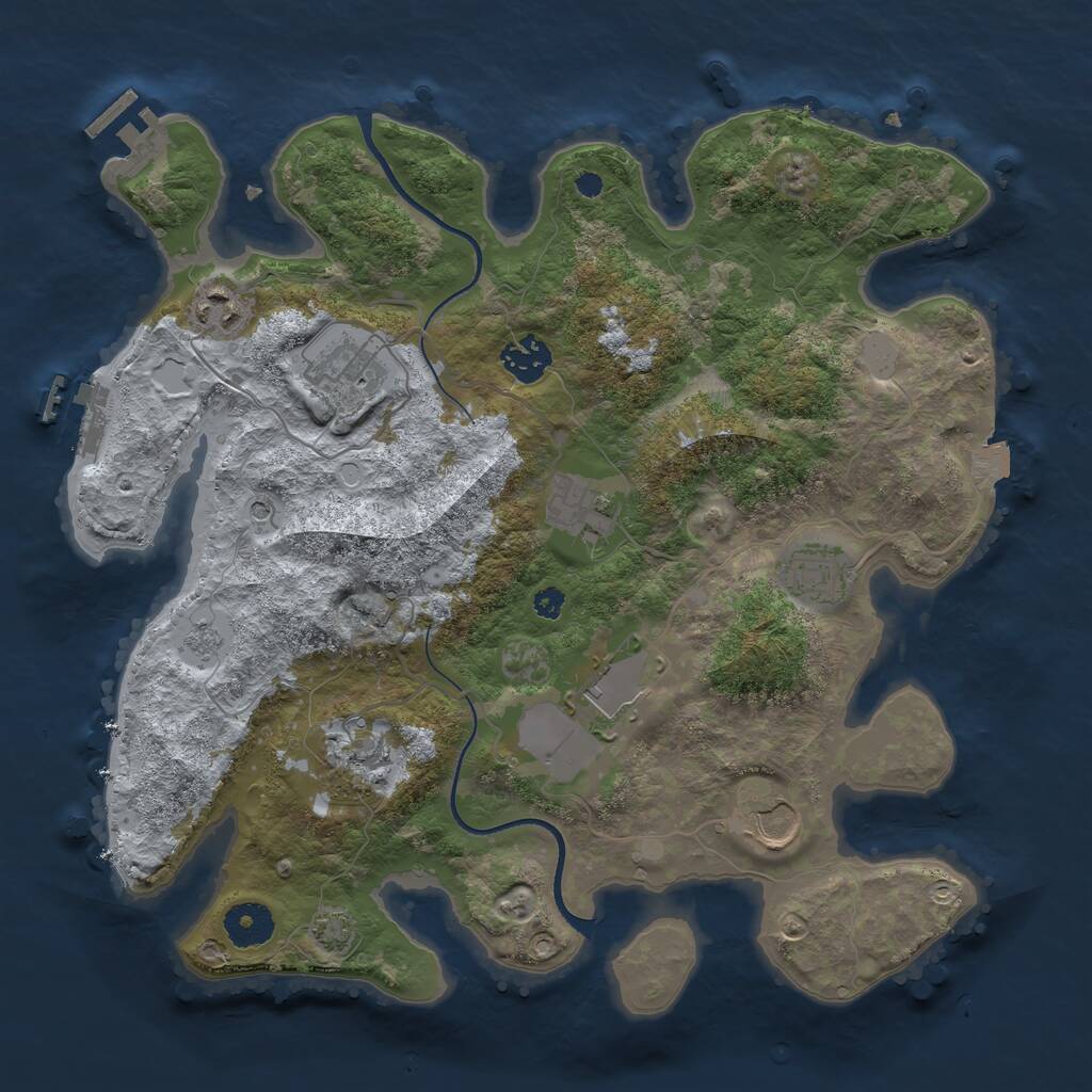 Rust Map: Procedural Map, Size: 3500, Seed: 270637779, 14 Monuments