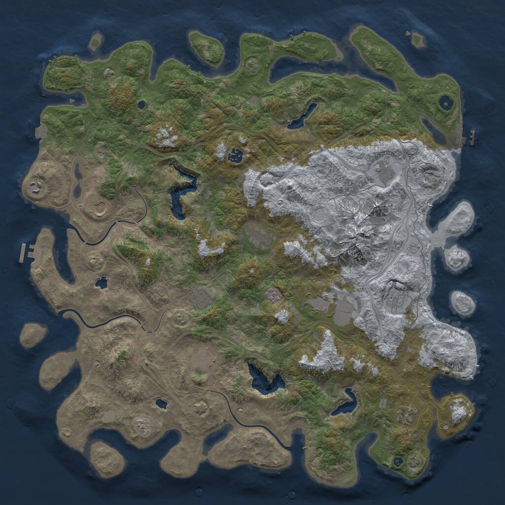 Rust Map: Procedural Map, Size: 5250, Seed: 573392853, 17 Monuments