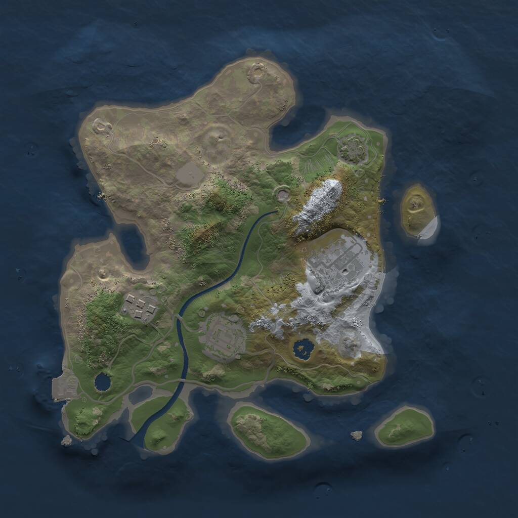 Rust Map: Procedural Map, Size: 2500, Seed: 428475631, 5 Monuments