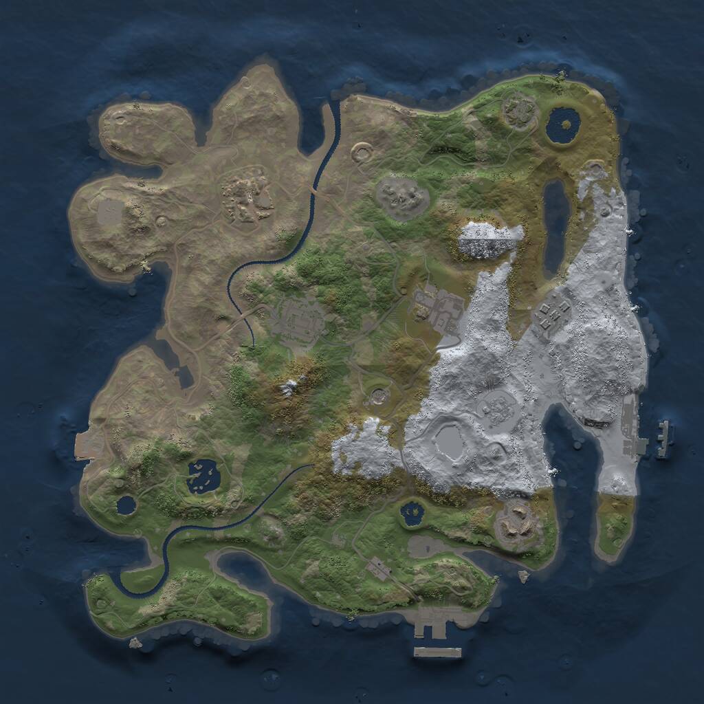 Rust Map: Procedural Map, Size: 3000, Seed: 176010011, 12 Monuments