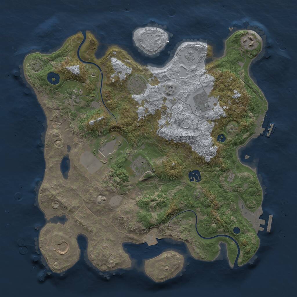 Rust Map: Procedural Map, Size: 3500, Seed: 1391280611, 14 Monuments