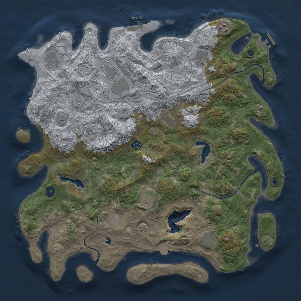 Rust Map: Procedural Map, Size: 4500, Seed: 1620602450, 16 Monuments