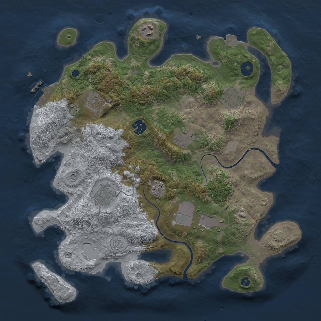 Rust Map: Procedural Map, Size: 3500, Seed: 354267767, 13 Monuments